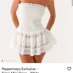 Peppermayo White Lace-Trimmed Dress